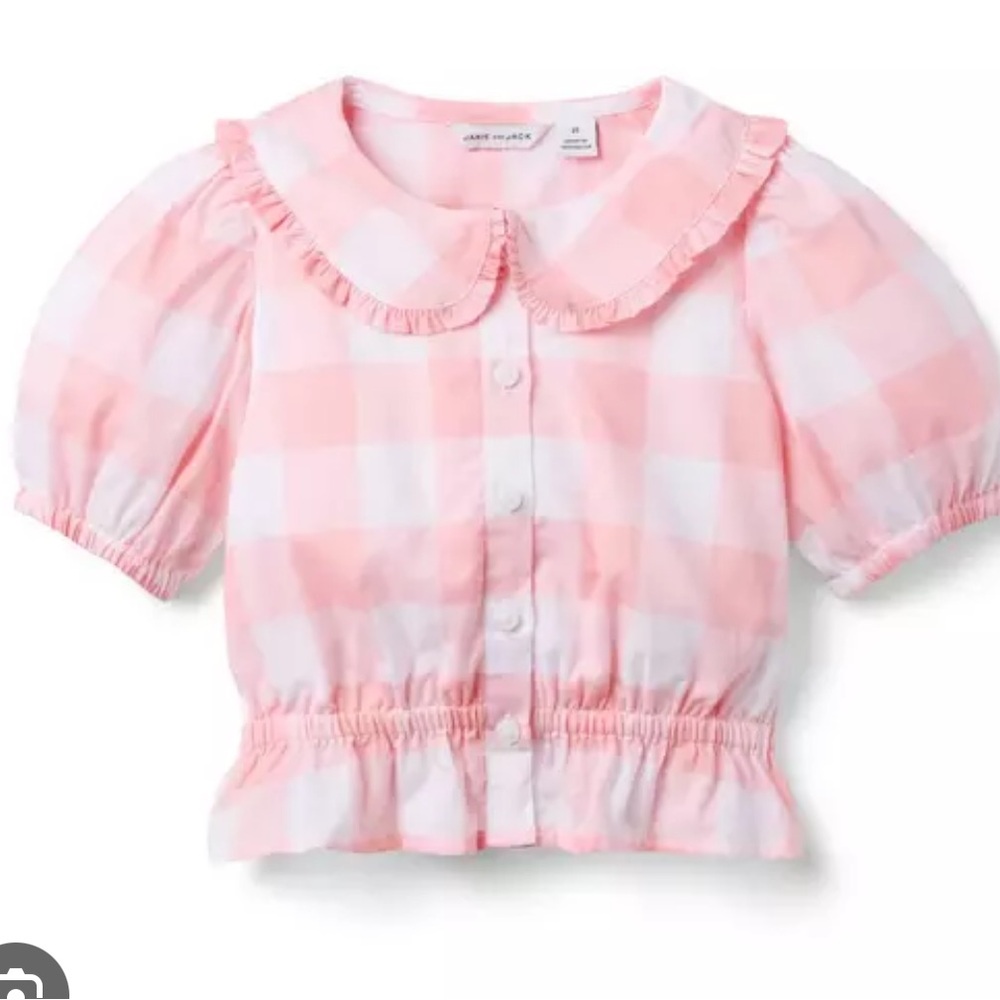 Janie and Jack Pink Gingham Peplum Top